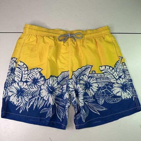 Vilebrequin Turtle Swimming Shorts Blue Yellow Floral XXL - Picture 3 of 9